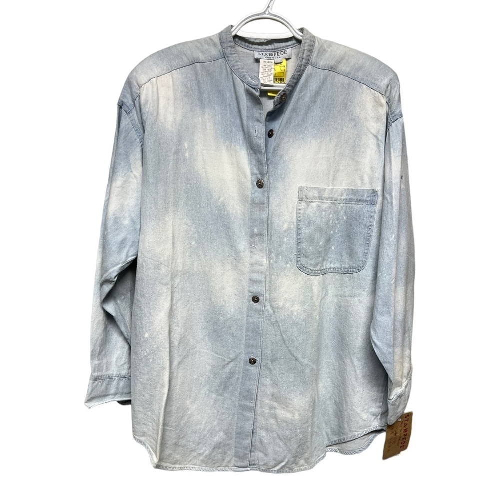 Stampede Made in USA Light Wash Bleached Long Sleeve Shirt - Size: Medium
